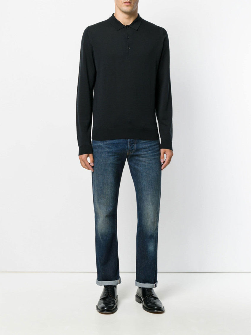 Black Knit Jumper Polo 3