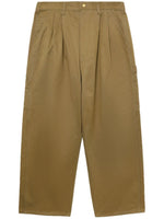 Beige Wide Leg Cotton Trousers 1