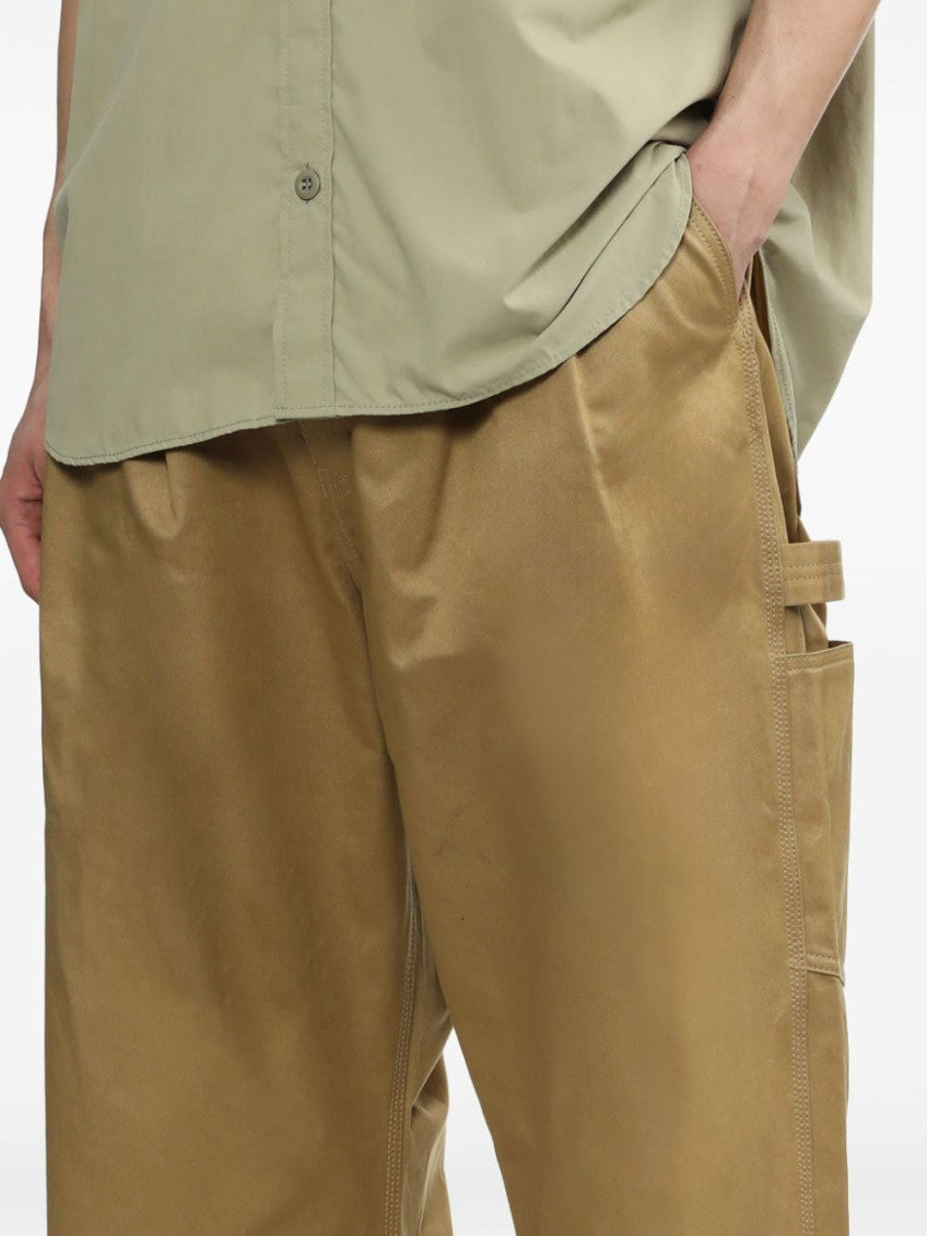 Beige Wide Leg Cotton Trousers 2