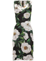 Black Gardenia-print Chiffon Midi Dress 1