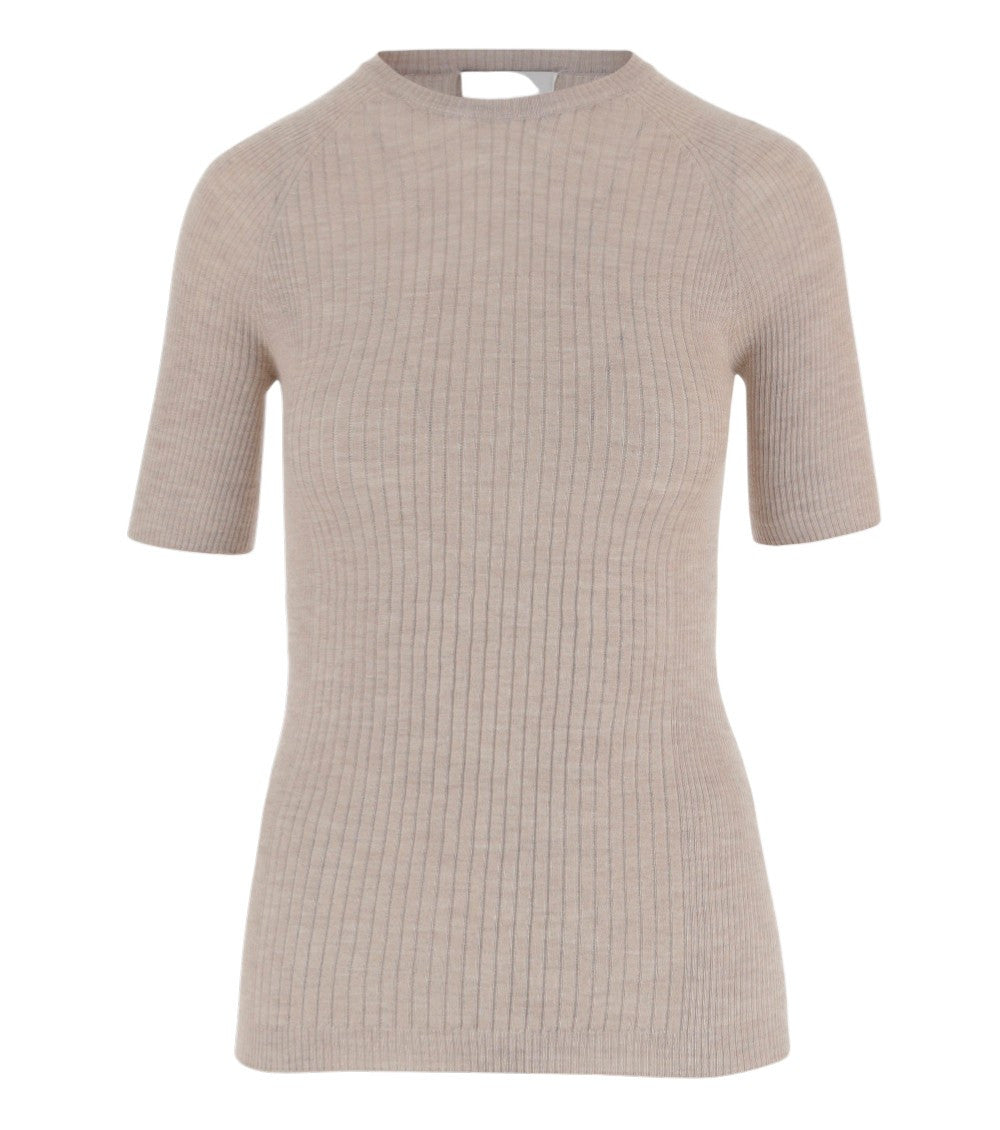 Beige Crew Neck Slim Fit T-Shirt 1
