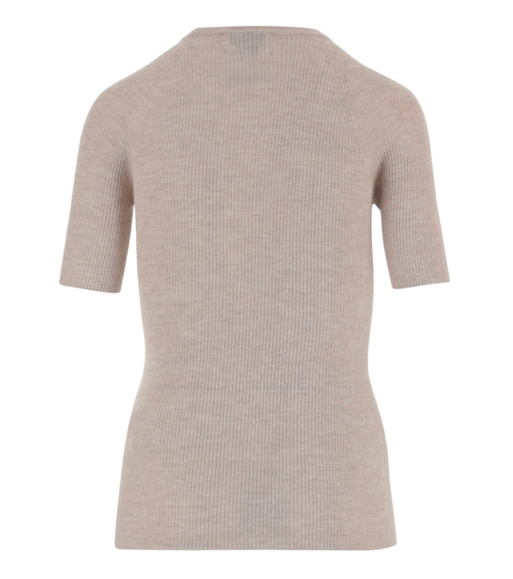 Beige Crew Neck Slim Fit T-Shirt 2