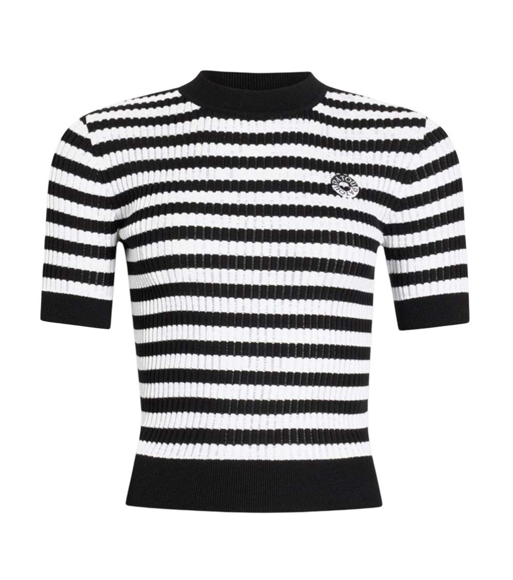 Black Stripes Mock Collar T-Shirt 1