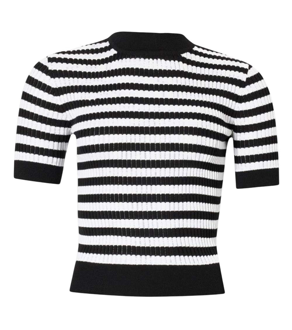 Black Stripes Mock Collar T-Shirt 2