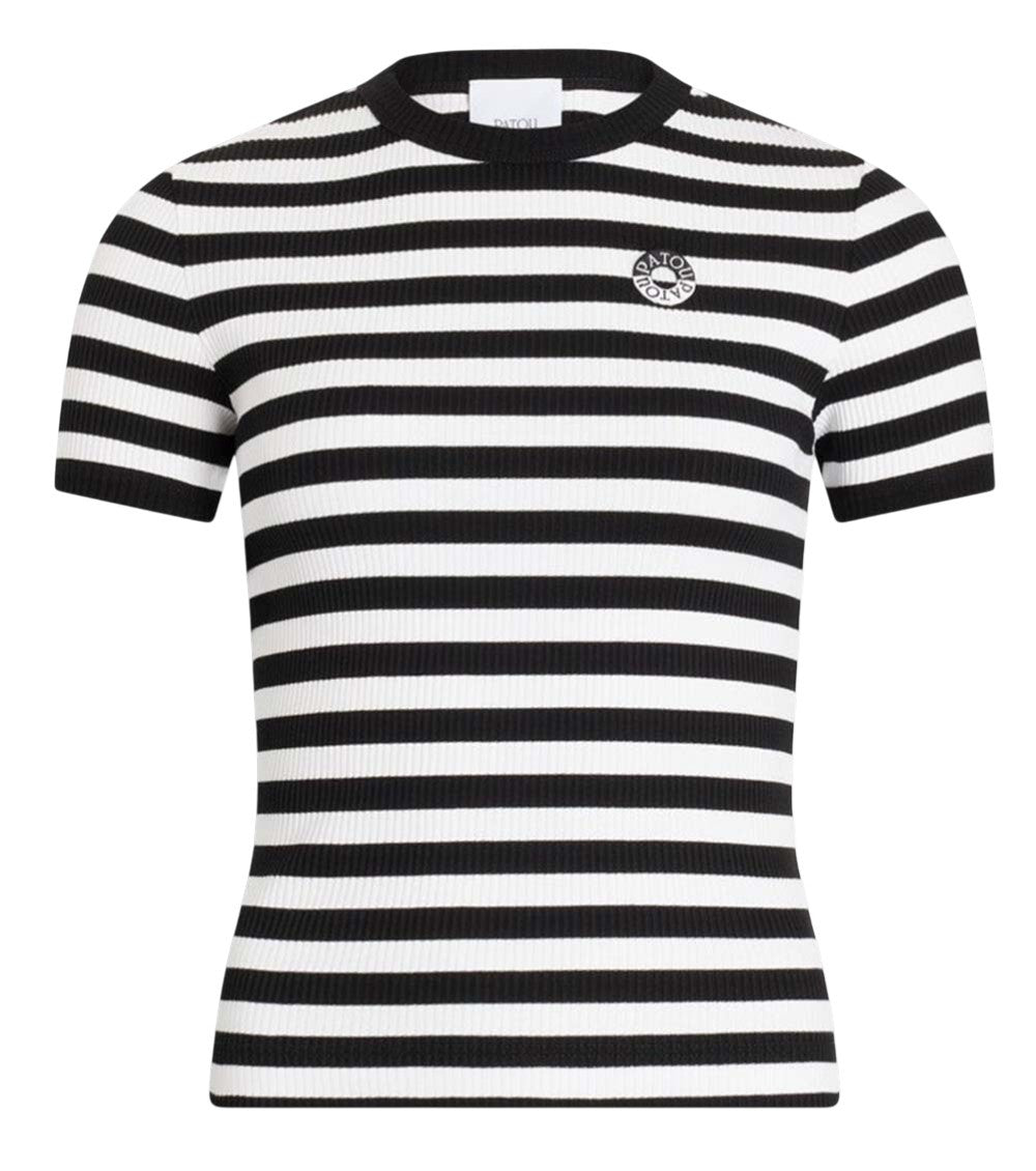 Black White Stripes Crew Neck T-Shirt 1