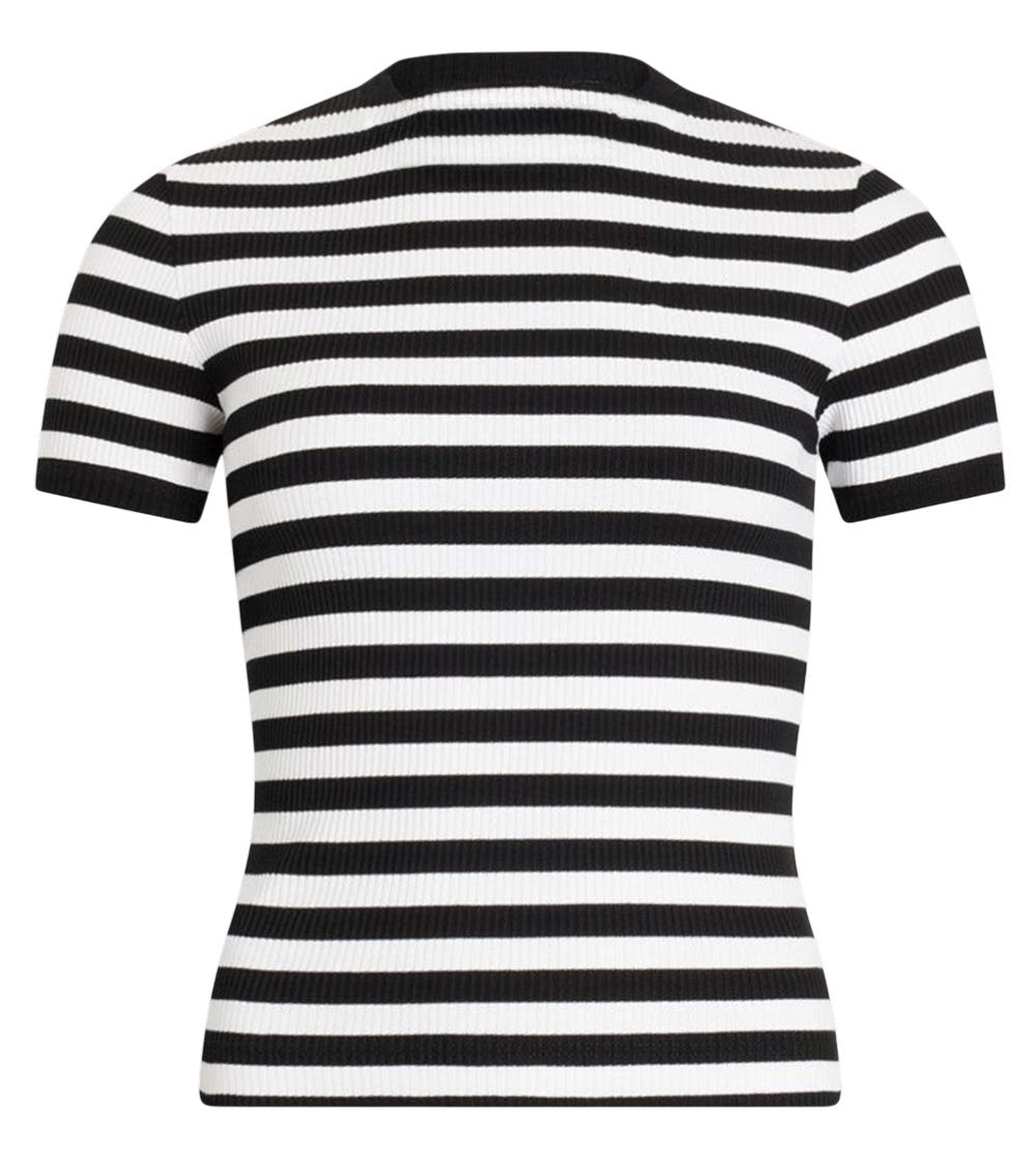 Black White Stripes Crew Neck T-Shirt 2