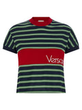 Multicolor Striped Logo Cotton T-shirt 1