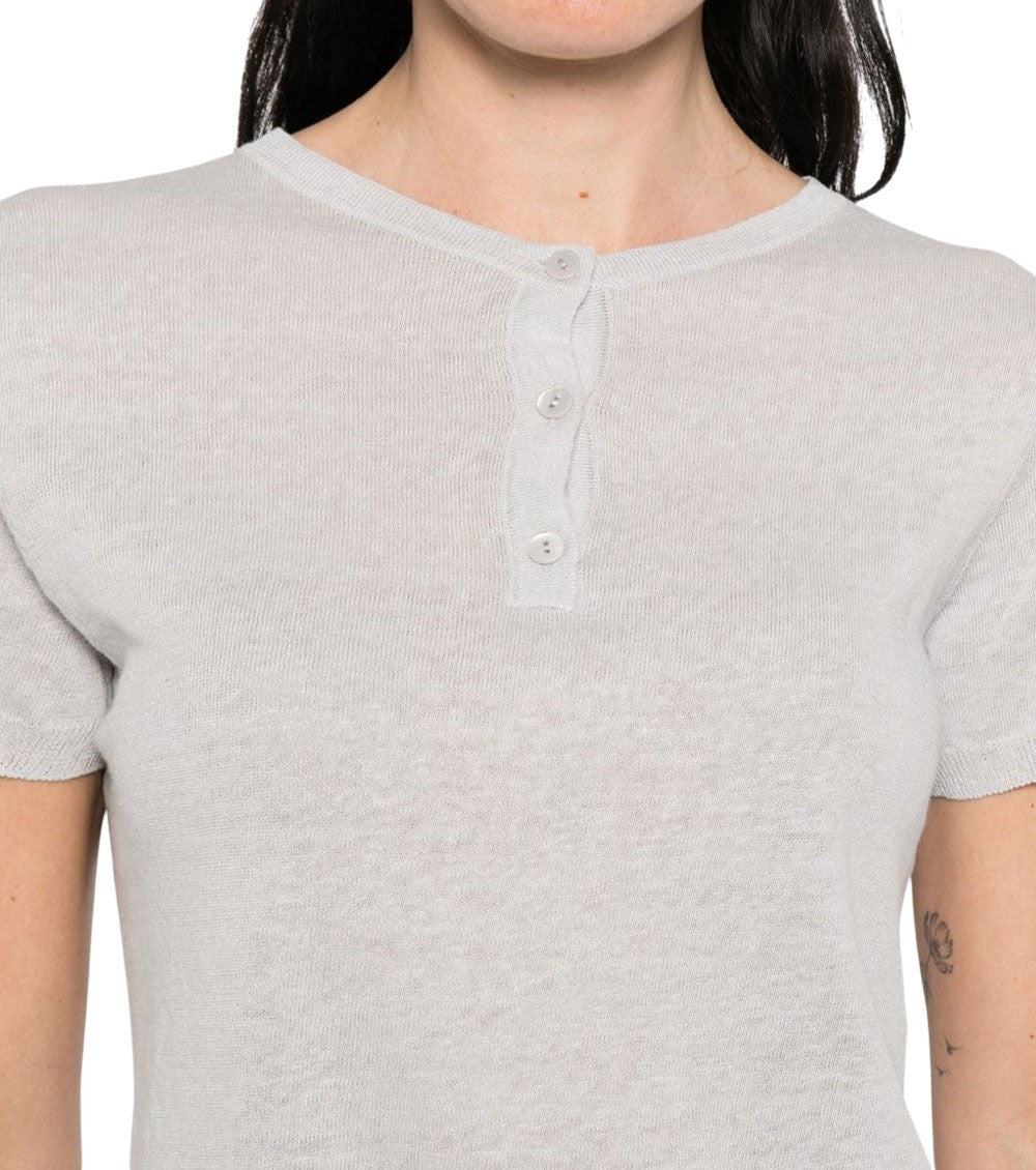 Grey Solid Henley T-Shirt 5