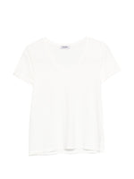 White Solid V Neck T-Shirt 1