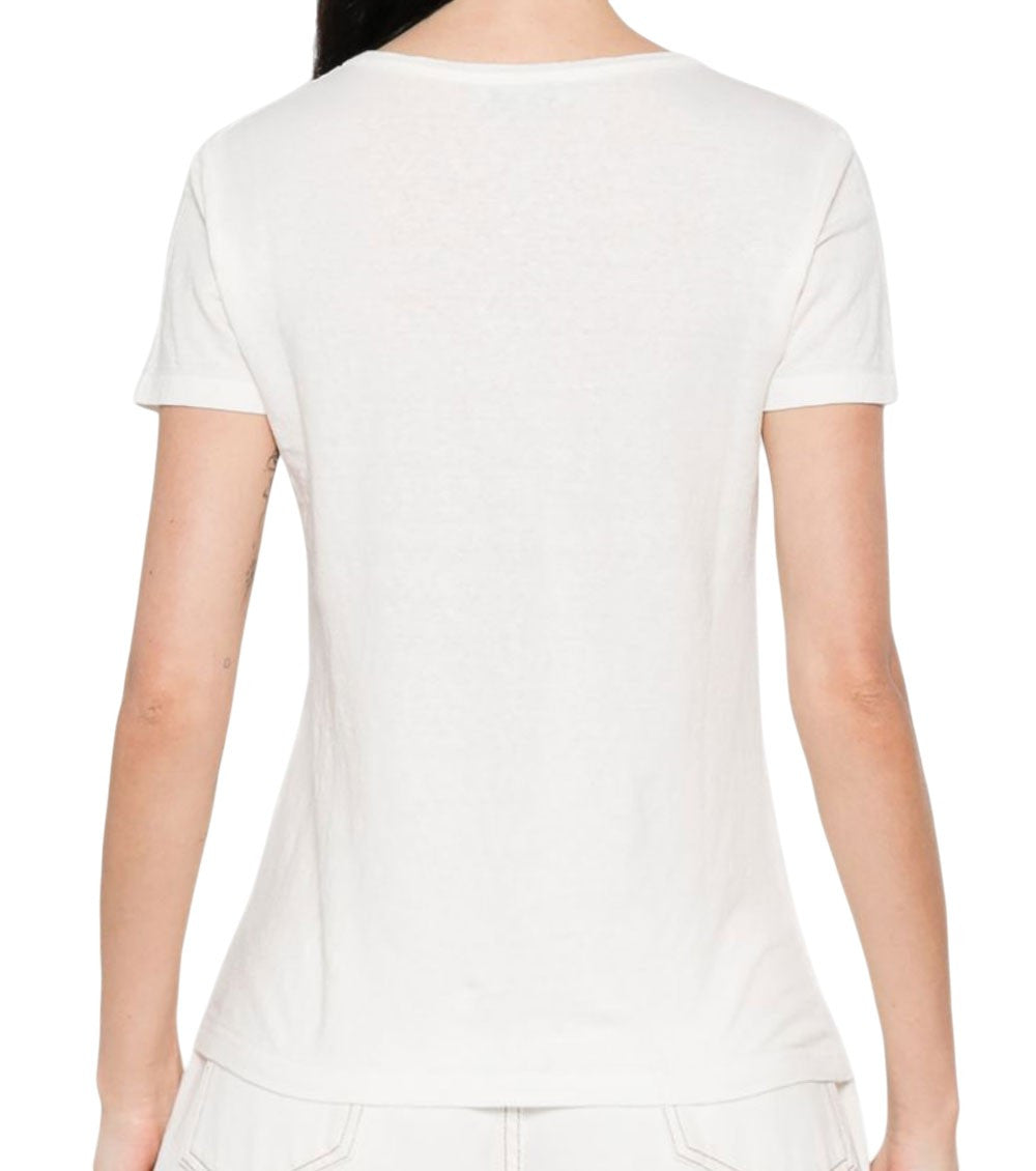 White Solid V Neck T-Shirt 2