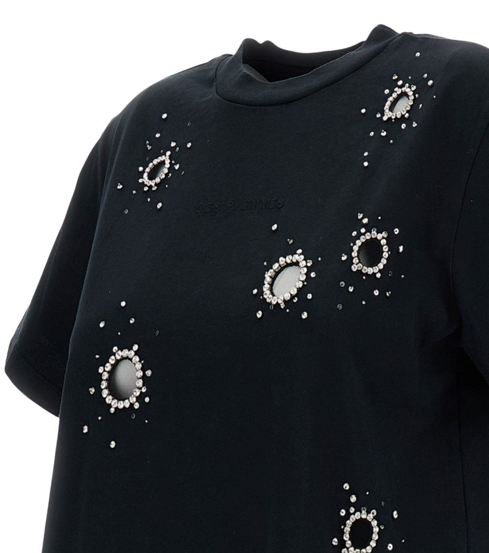 Black Embellished Crew Neck T-Shirt 3