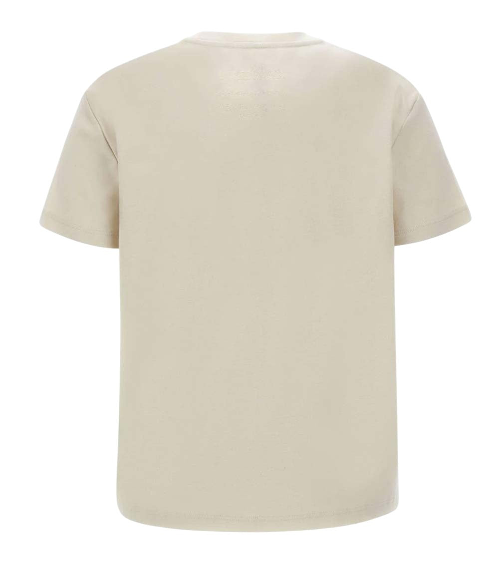 Beige Solid Crew Neck T-Shirt 2
