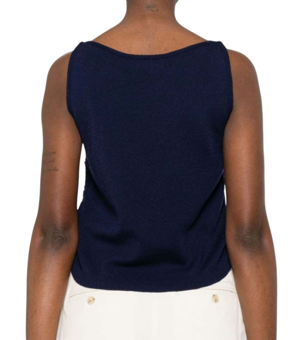 Blue Solid Round Neck Top 2