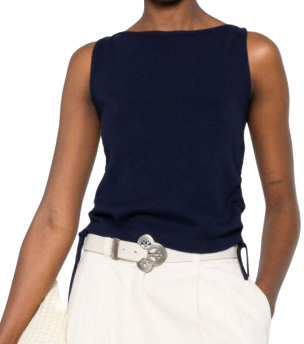Blue Solid Round Neck Top 3