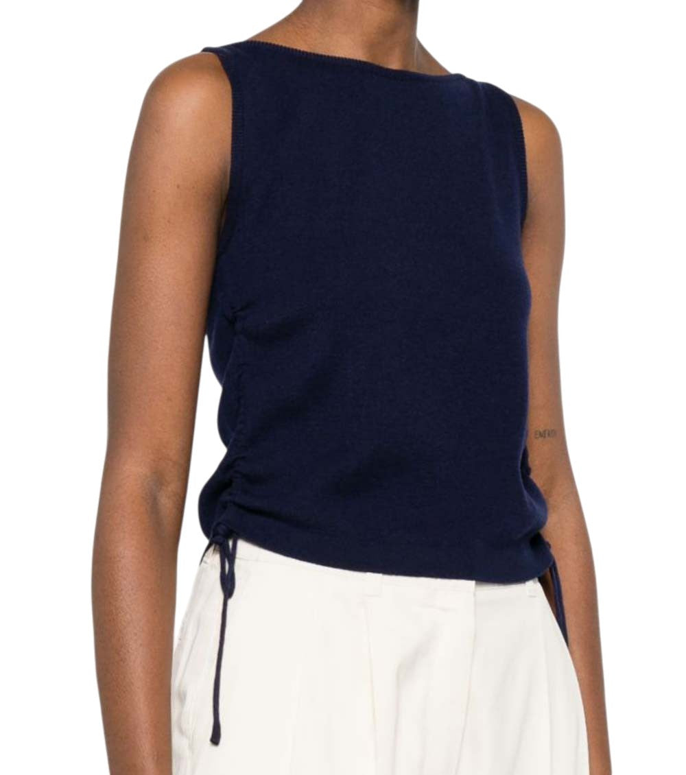 Blue Solid Round Neck Top 4