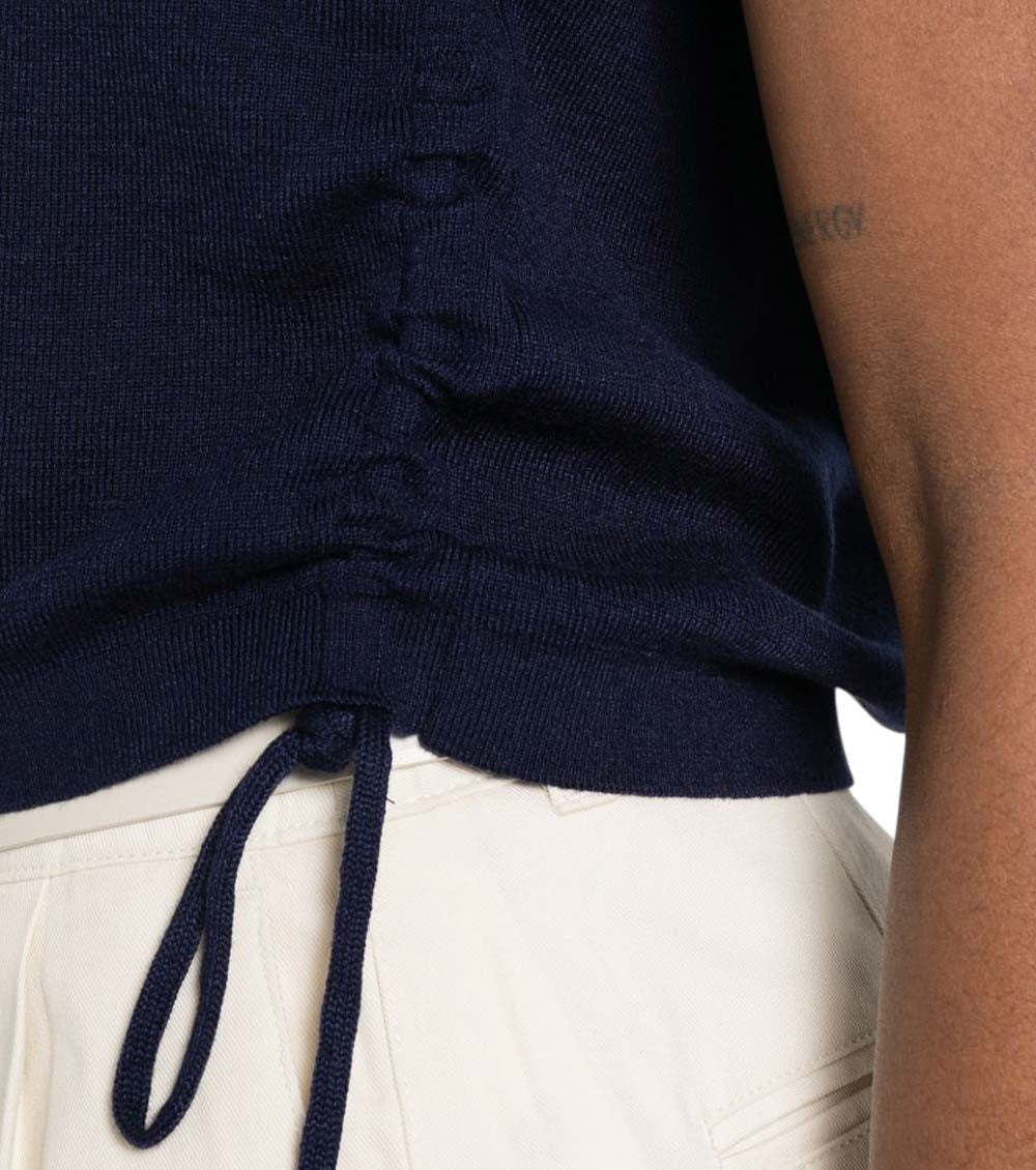 Blue Solid Round Neck Top 5