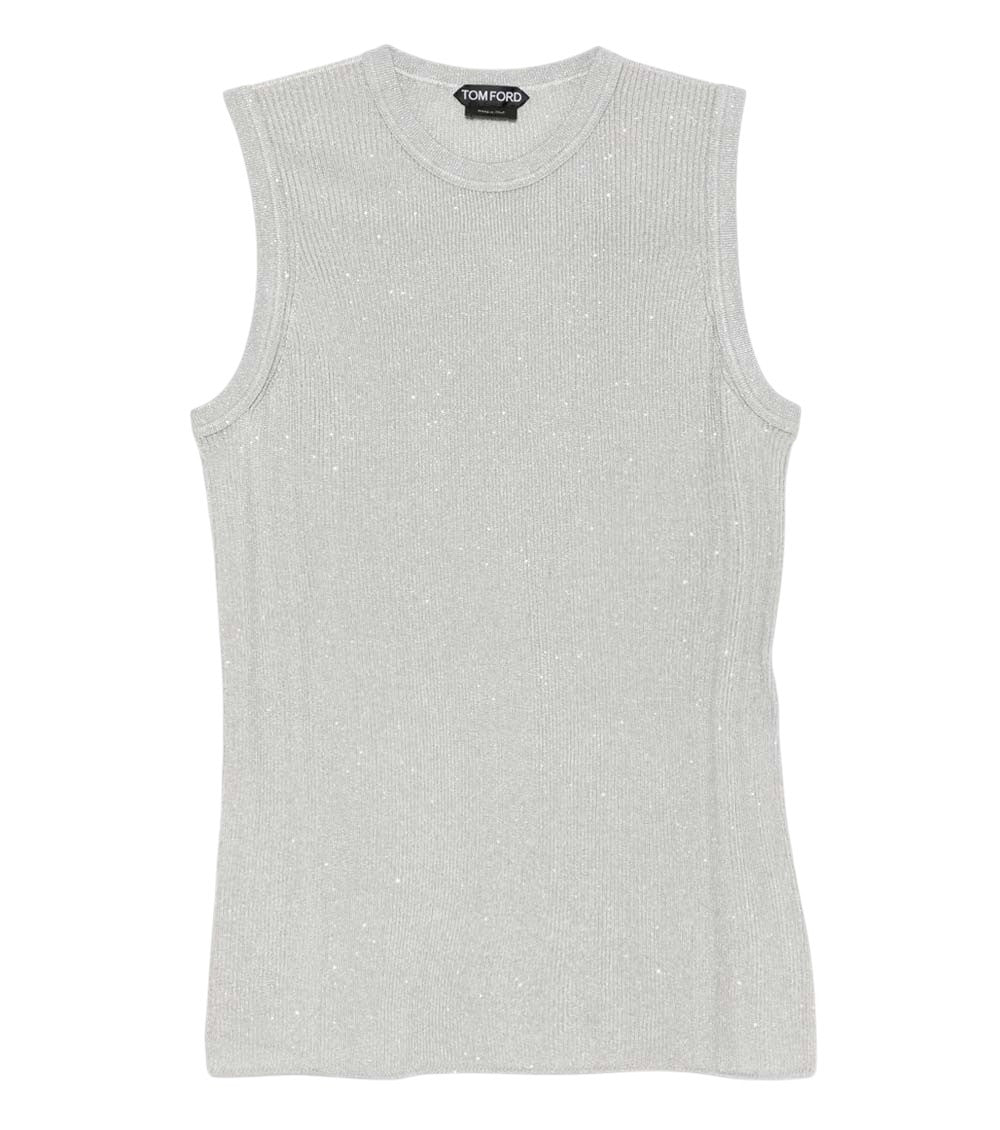 Silver Embellished Crew Neck Top 1