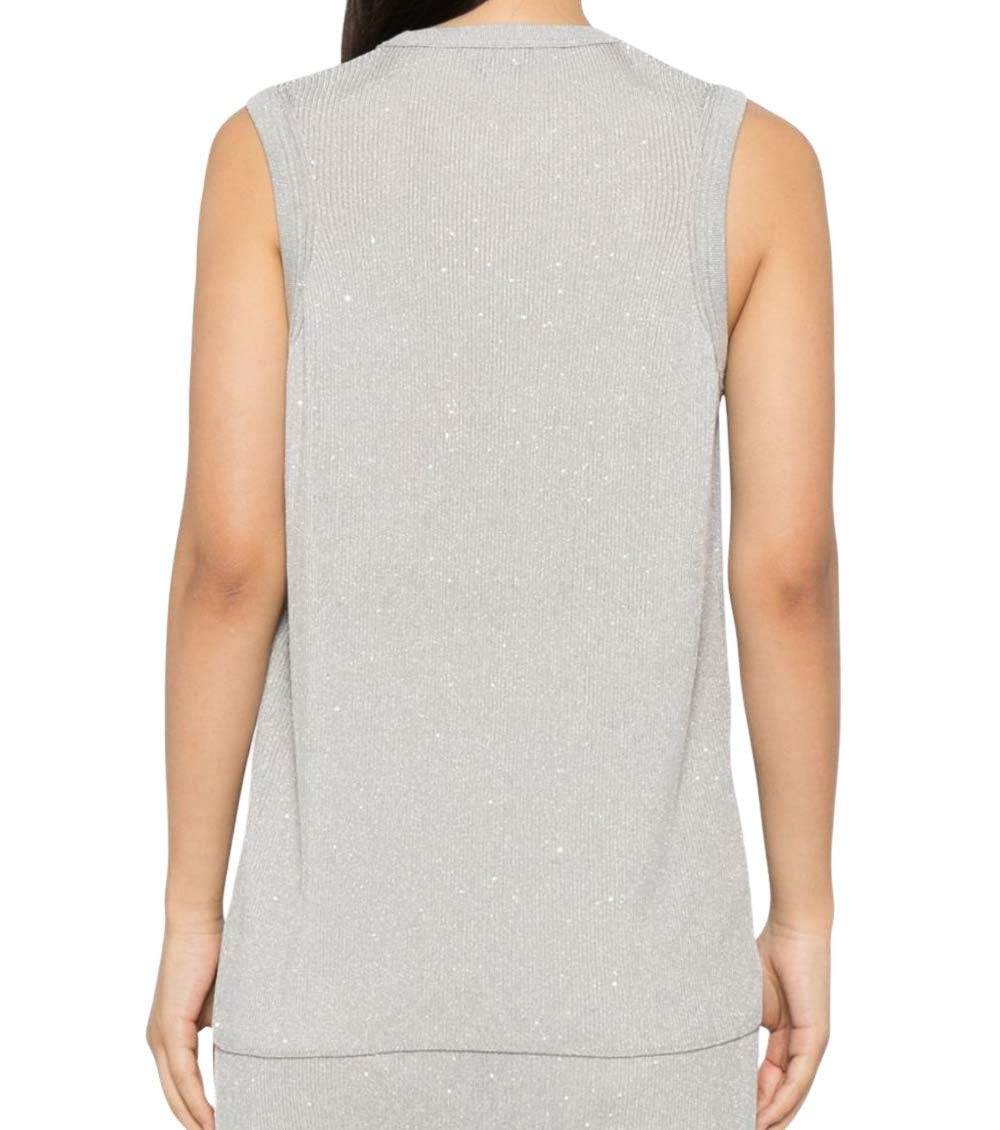 Silver Embellished Crew Neck Top 2