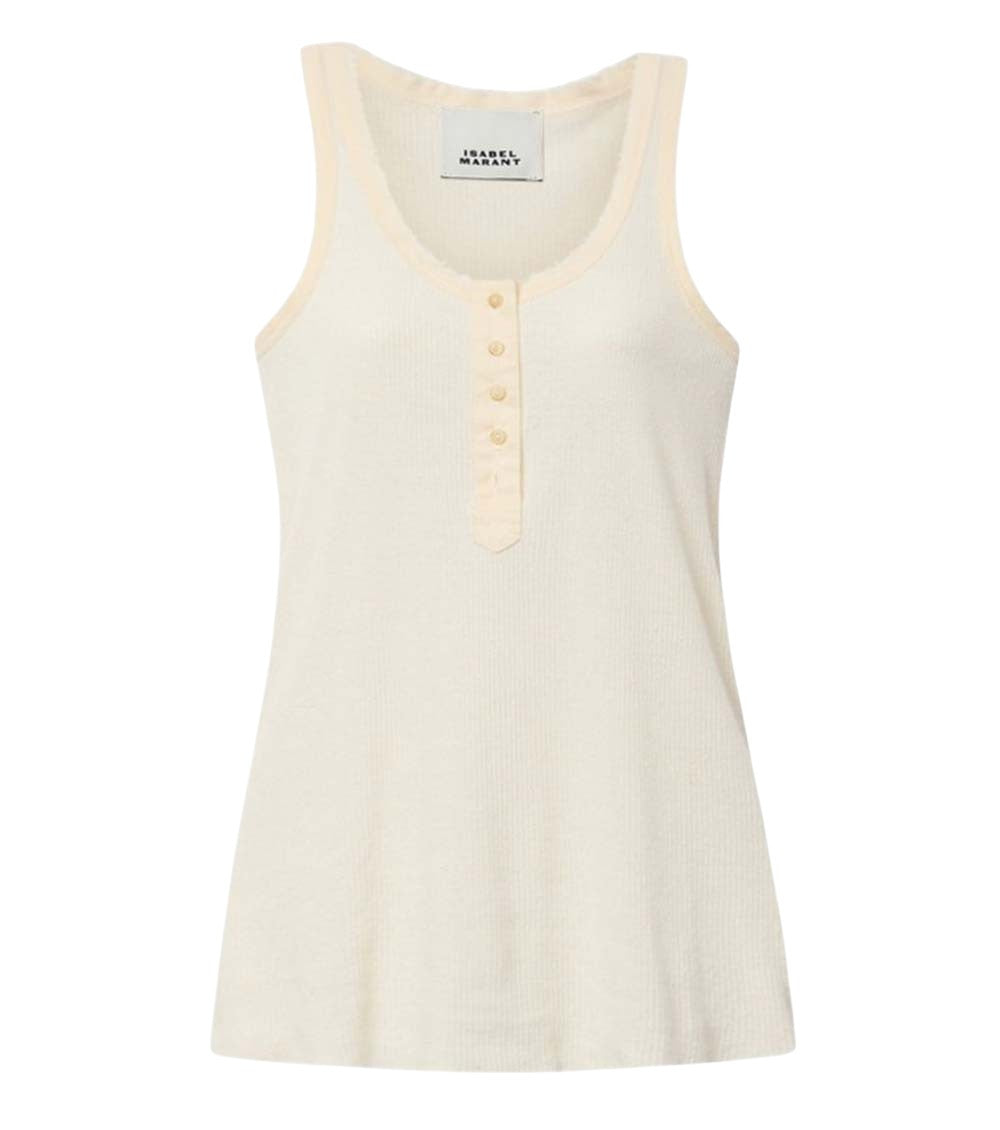 Beige Solid Scoop Neck Top 1