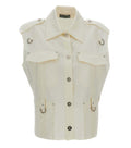 White Shirt Collar Sleeveless Top 1