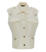 White Shirt Collar Sleeveless Top 1