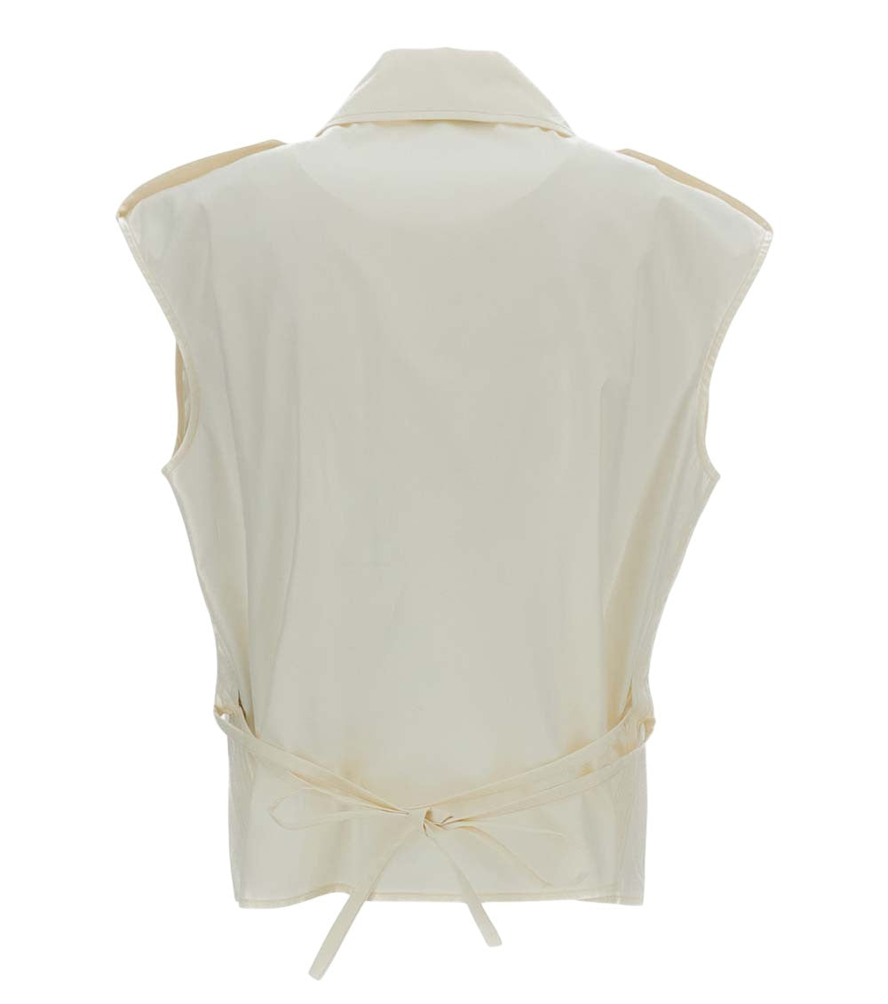 White Shirt Collar Sleeveless Top 2