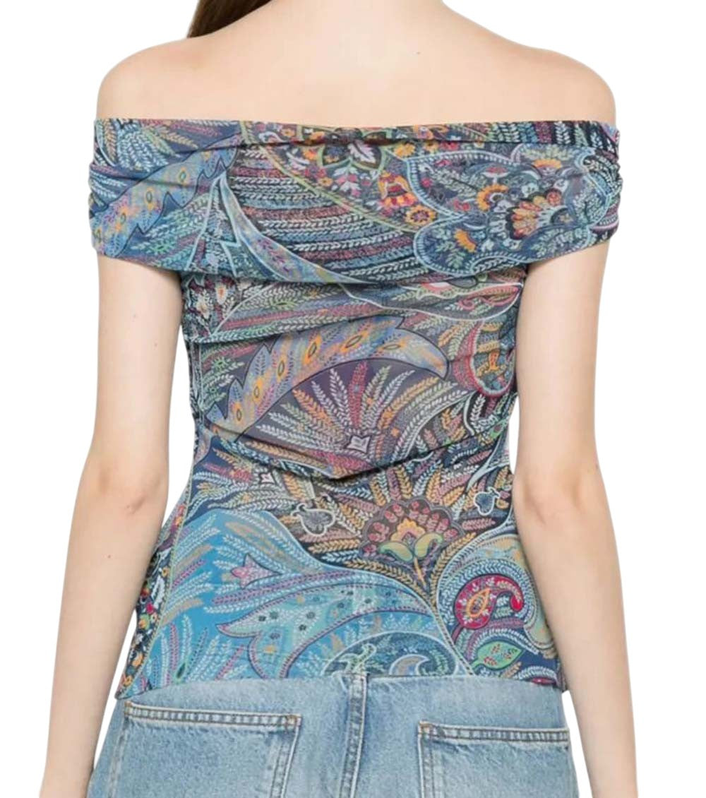 Blue Paisley Off Shoulder Top 2
