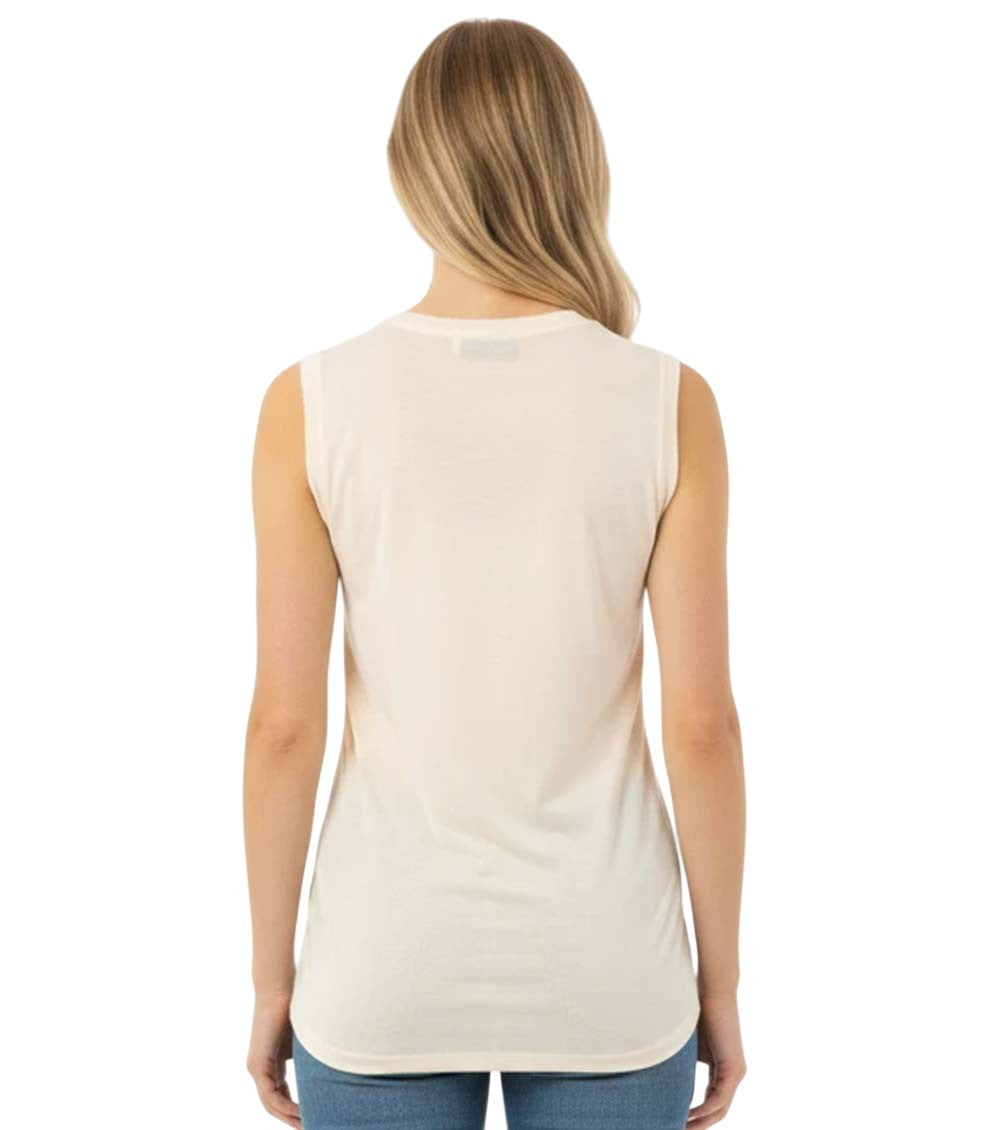 Beige Solid V-Neck Top 2