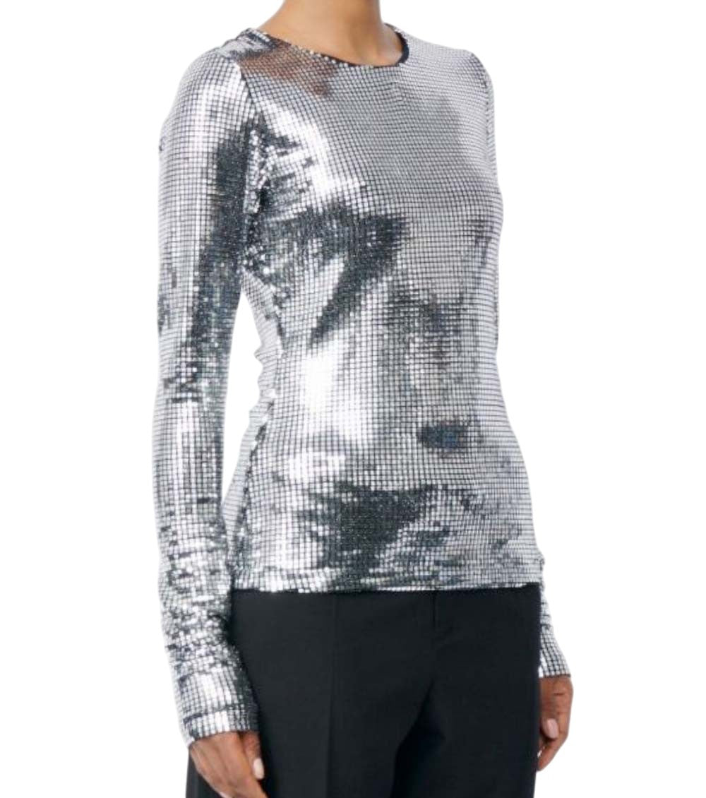 Silver Embellished Round Neck Top 3