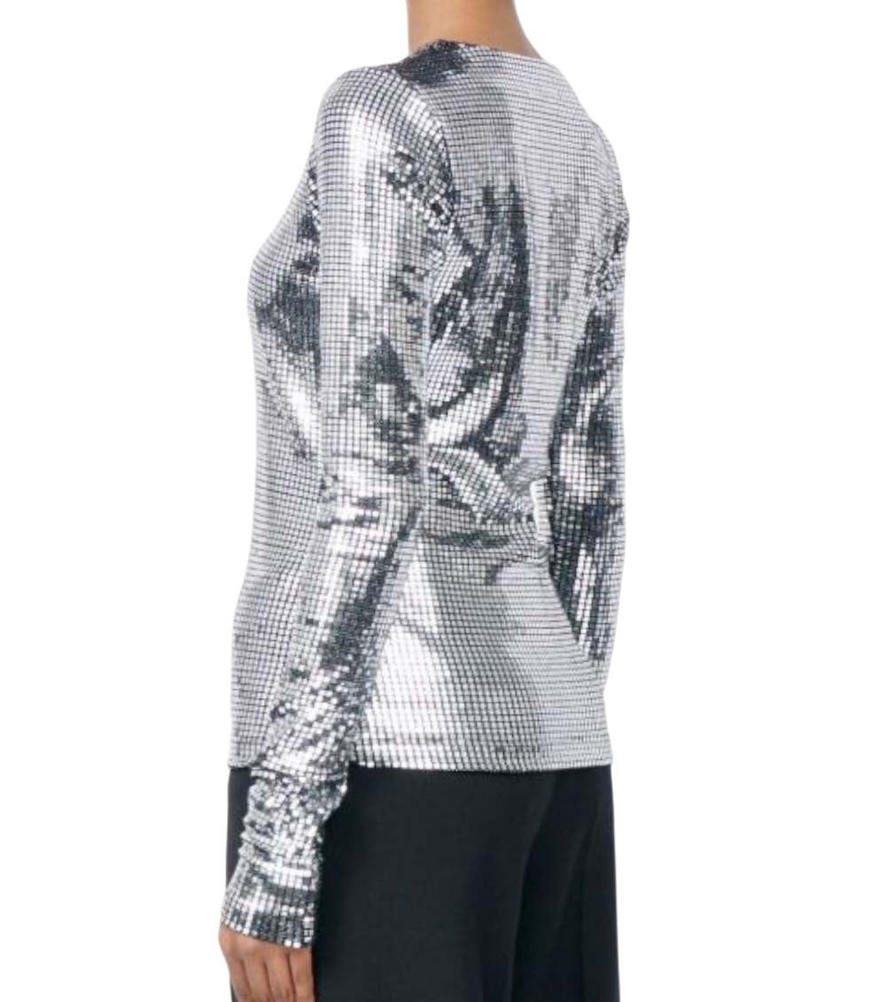 Silver Embellished Round Neck Top 4