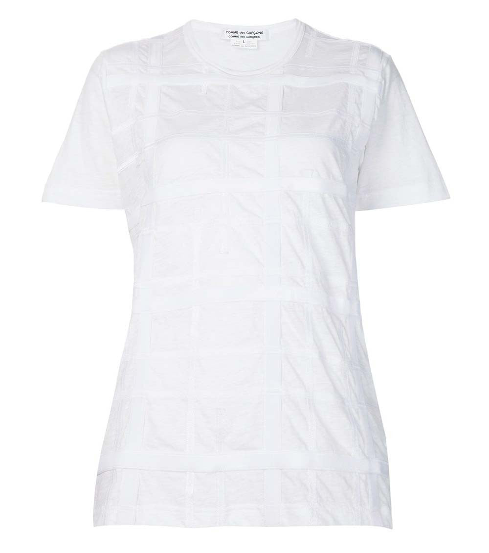 White Checks Crew Neck Top 1