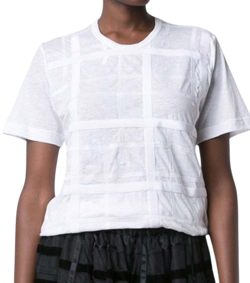 White Checks Crew Neck Top 2