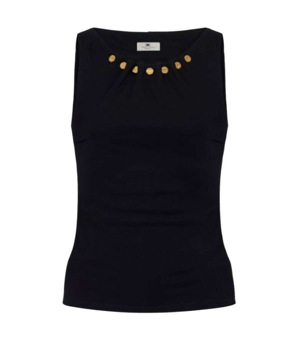 Black Round Neck Sleeveless Top 1