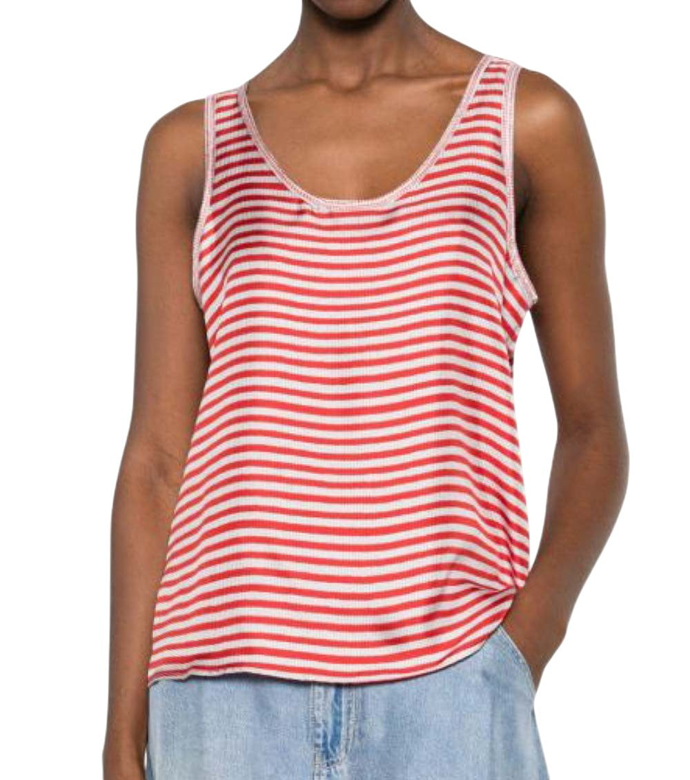 Red Stripes Scoop Neck Top 2