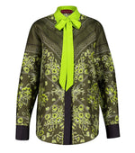 Green Tie Neck Printed Top 1
