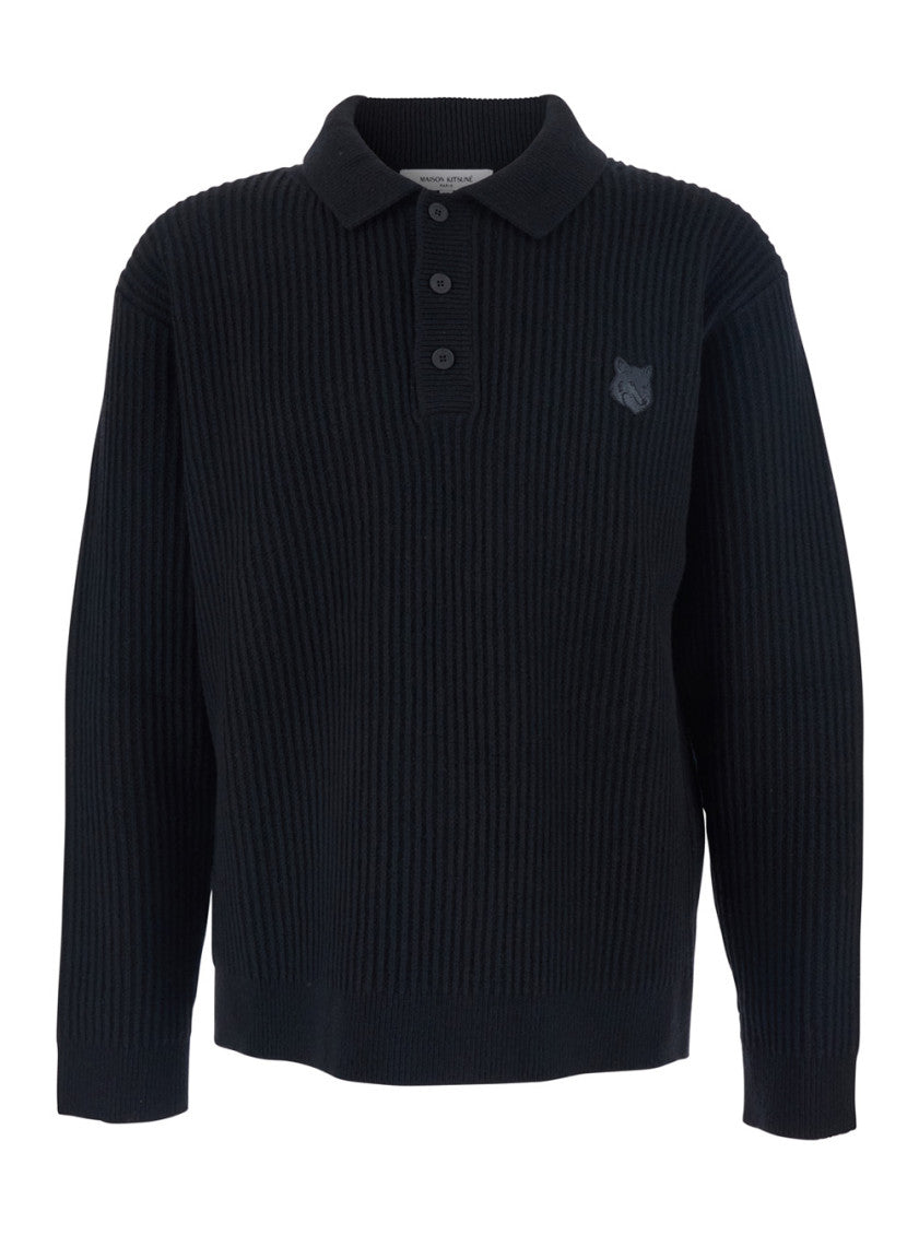 Black Shirt Collar Sweater 1