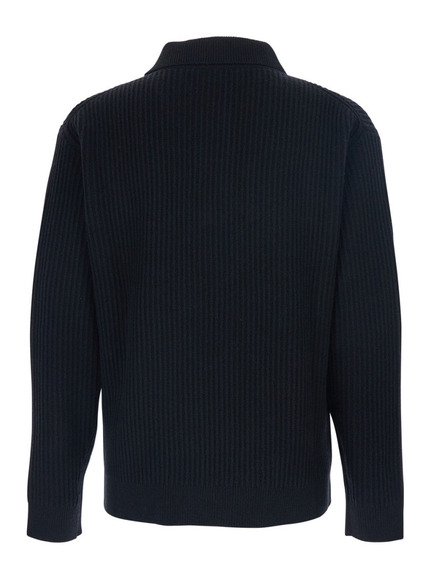 Black Shirt Collar Sweater 2