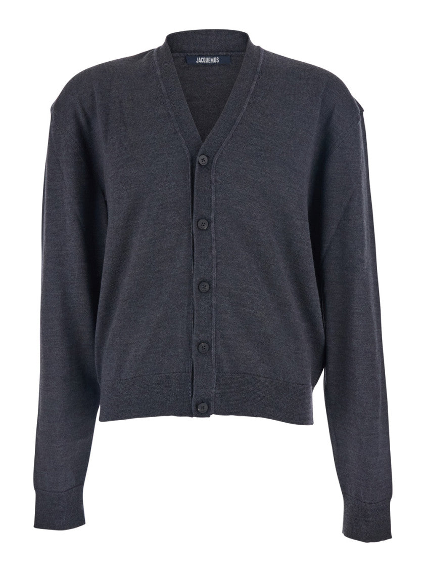 Dark Grey Solid Cardigan 1