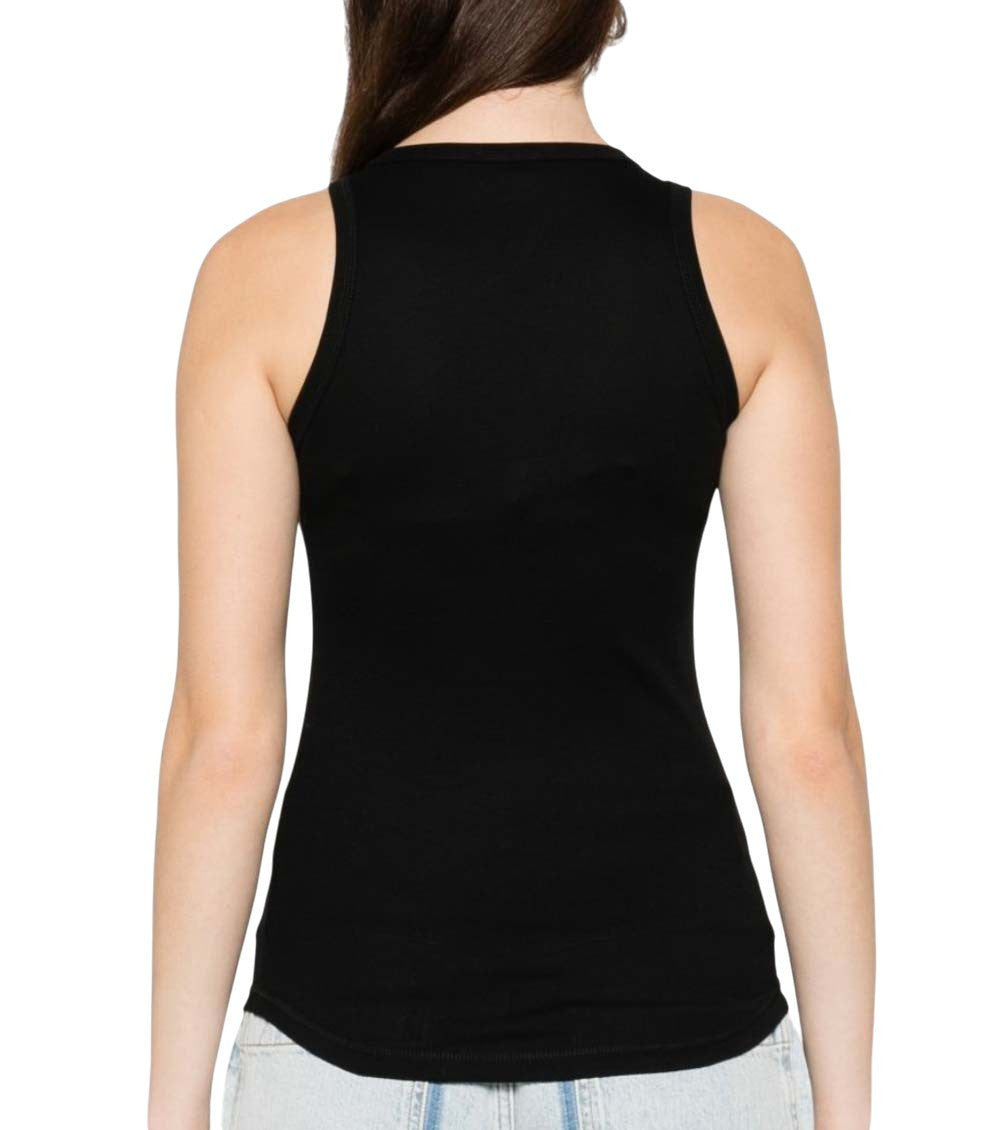 Black Solid Round Neck Tank Top 4