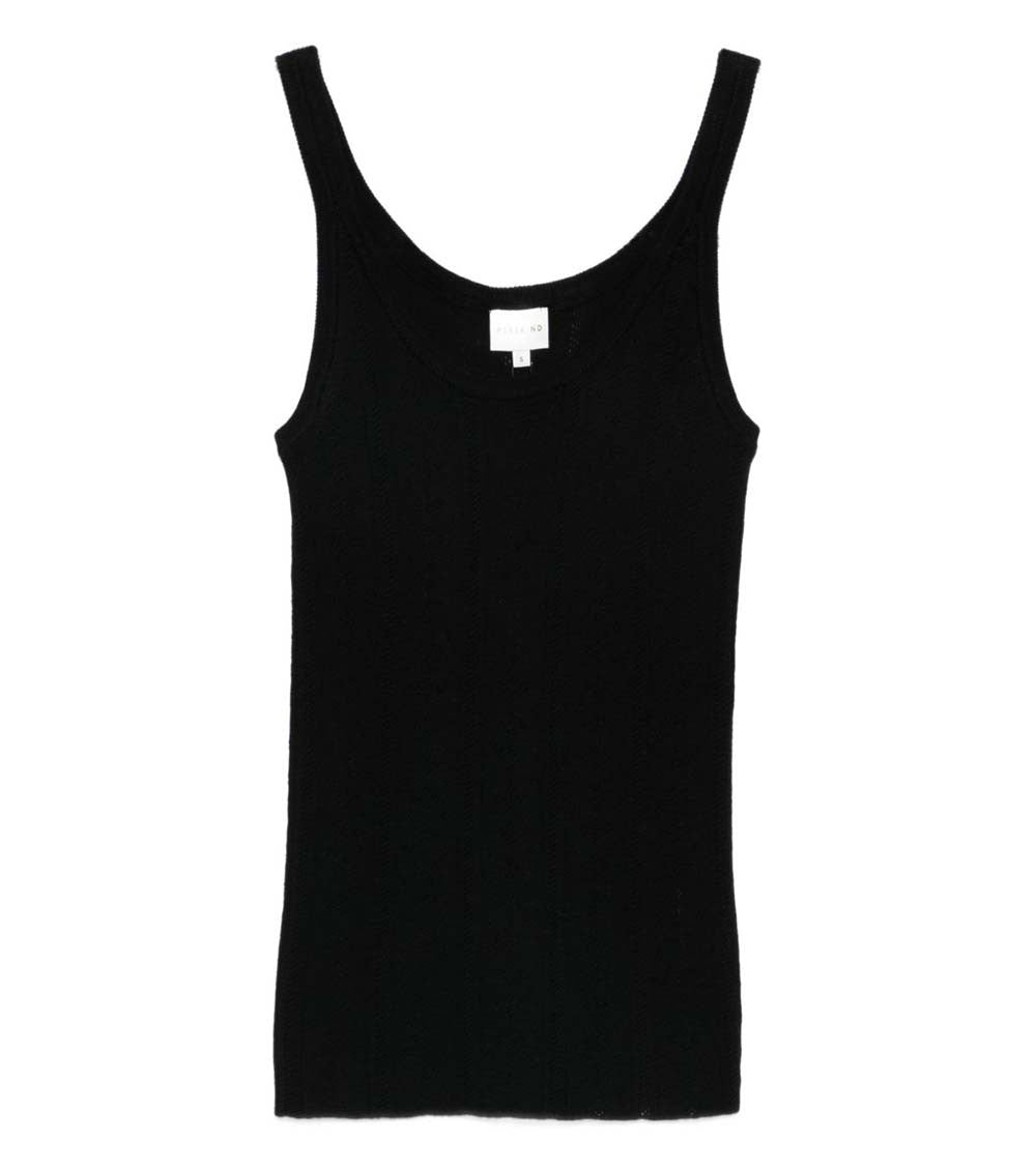 Black Knitted Scoop Neck Tank Top 1