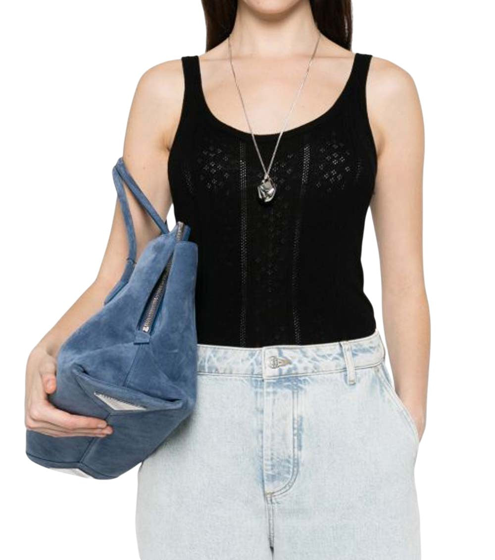 Black Knitted Scoop Neck Tank Top 2