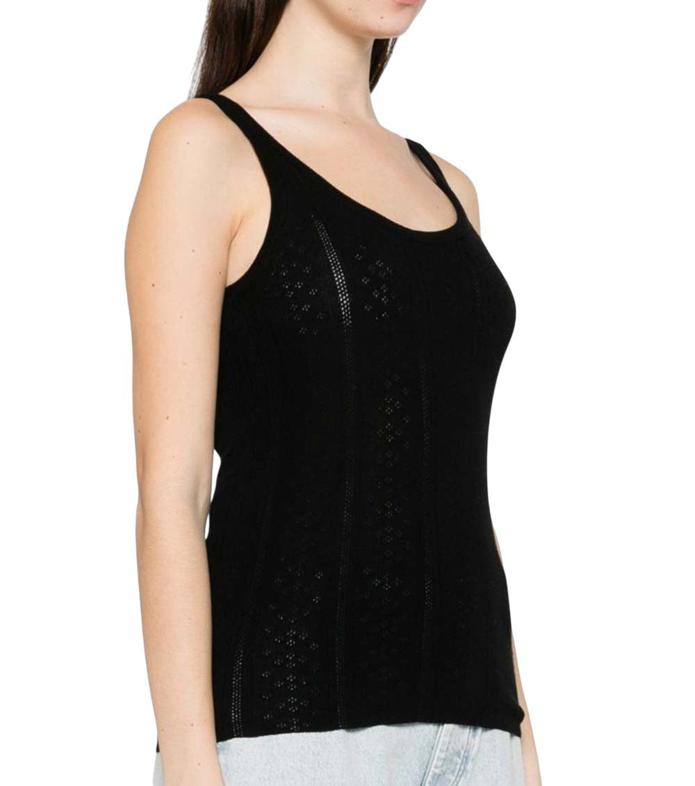 Black Knitted Scoop Neck Tank Top 3