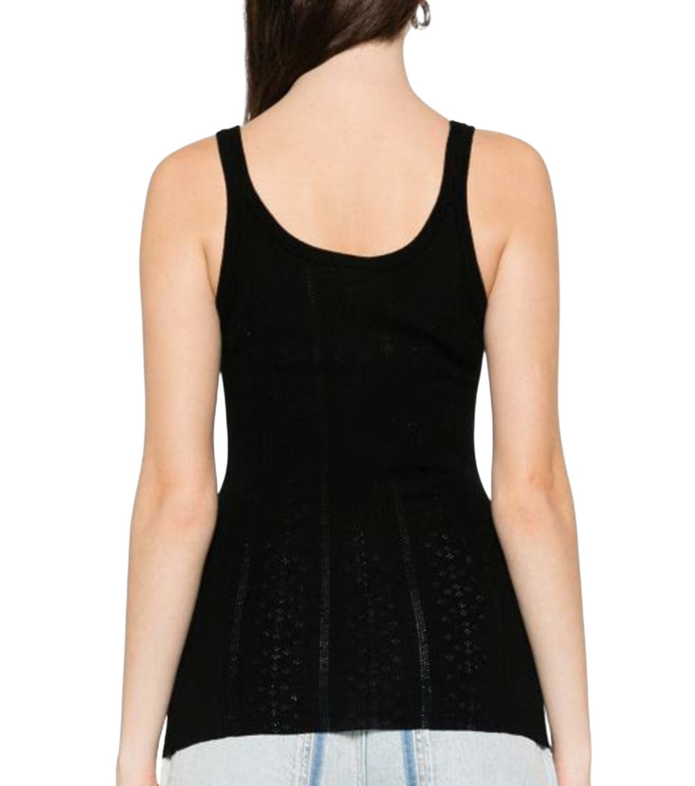 Black Knitted Scoop Neck Tank Top 4