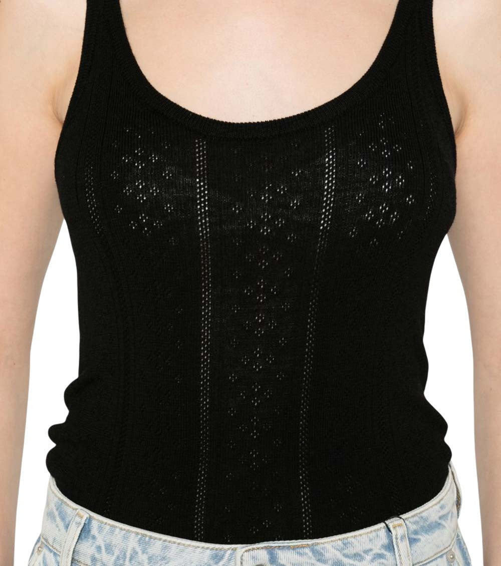 Black Knitted Scoop Neck Tank Top 5