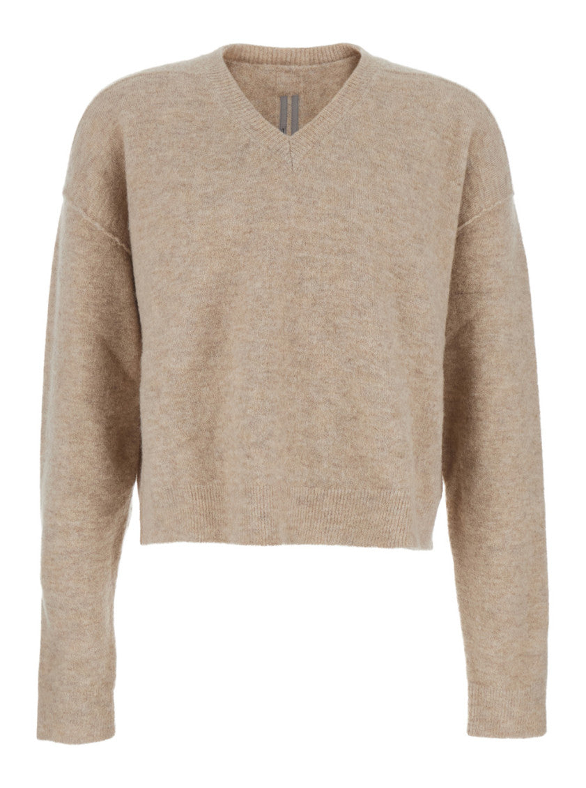 Beige V Neck Sweater 1