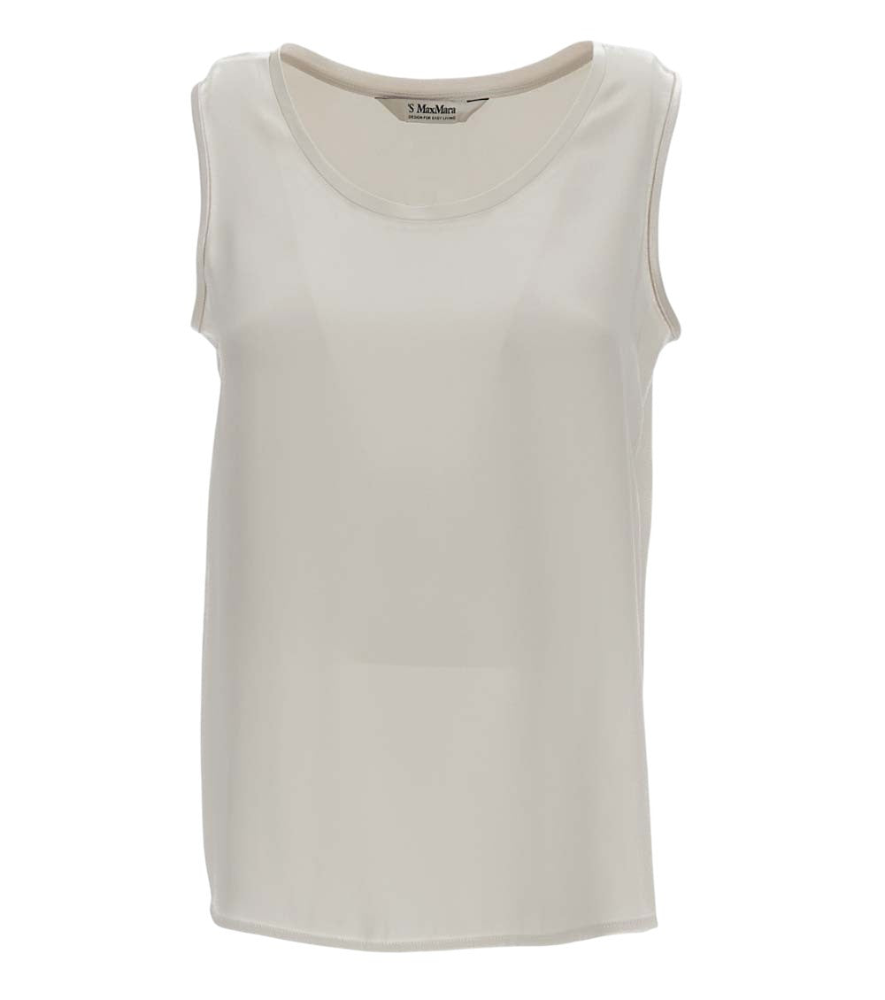 White Solid Scoop Neck Top 1