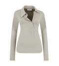 Light Grey Solid Shirt Collar Top 1