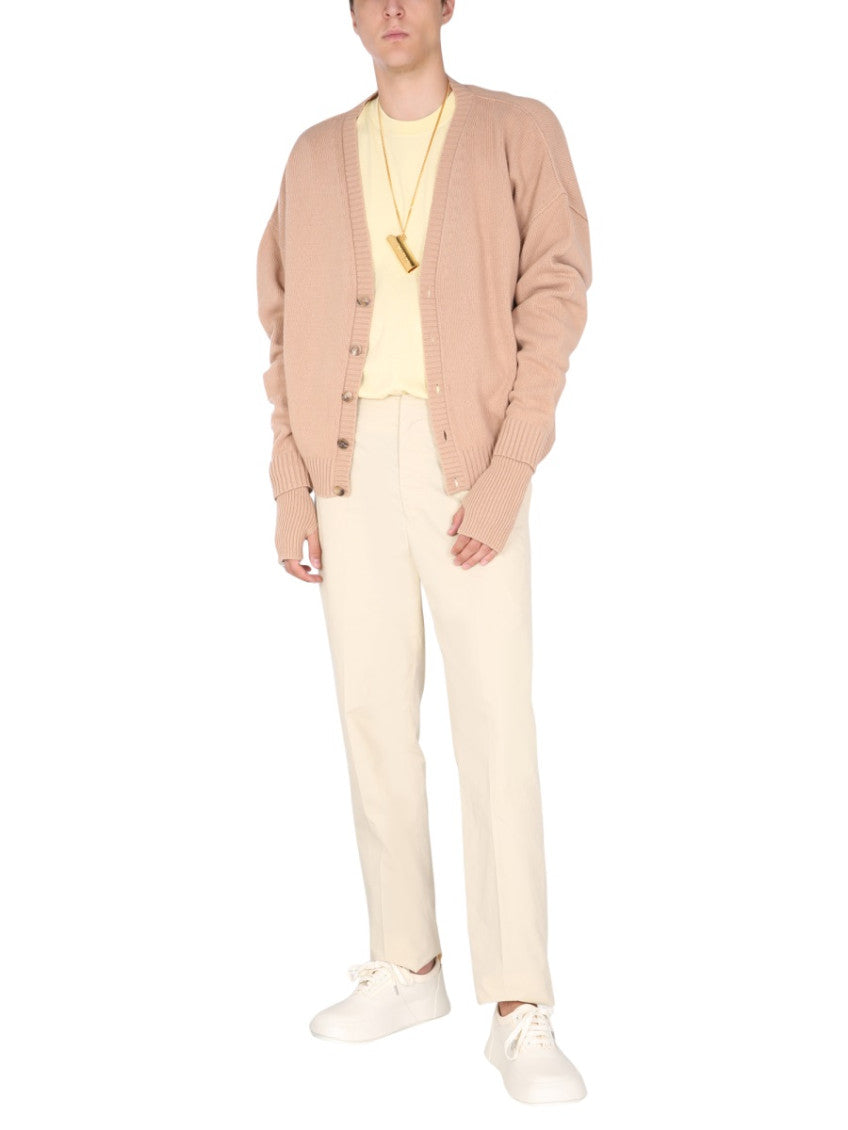 Beige V Neck Cardigan 2