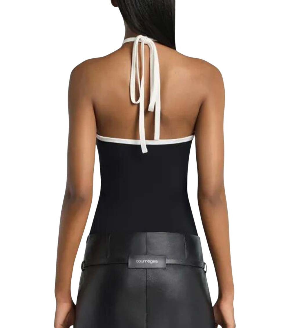 Black Solid Halter Neck Top 3