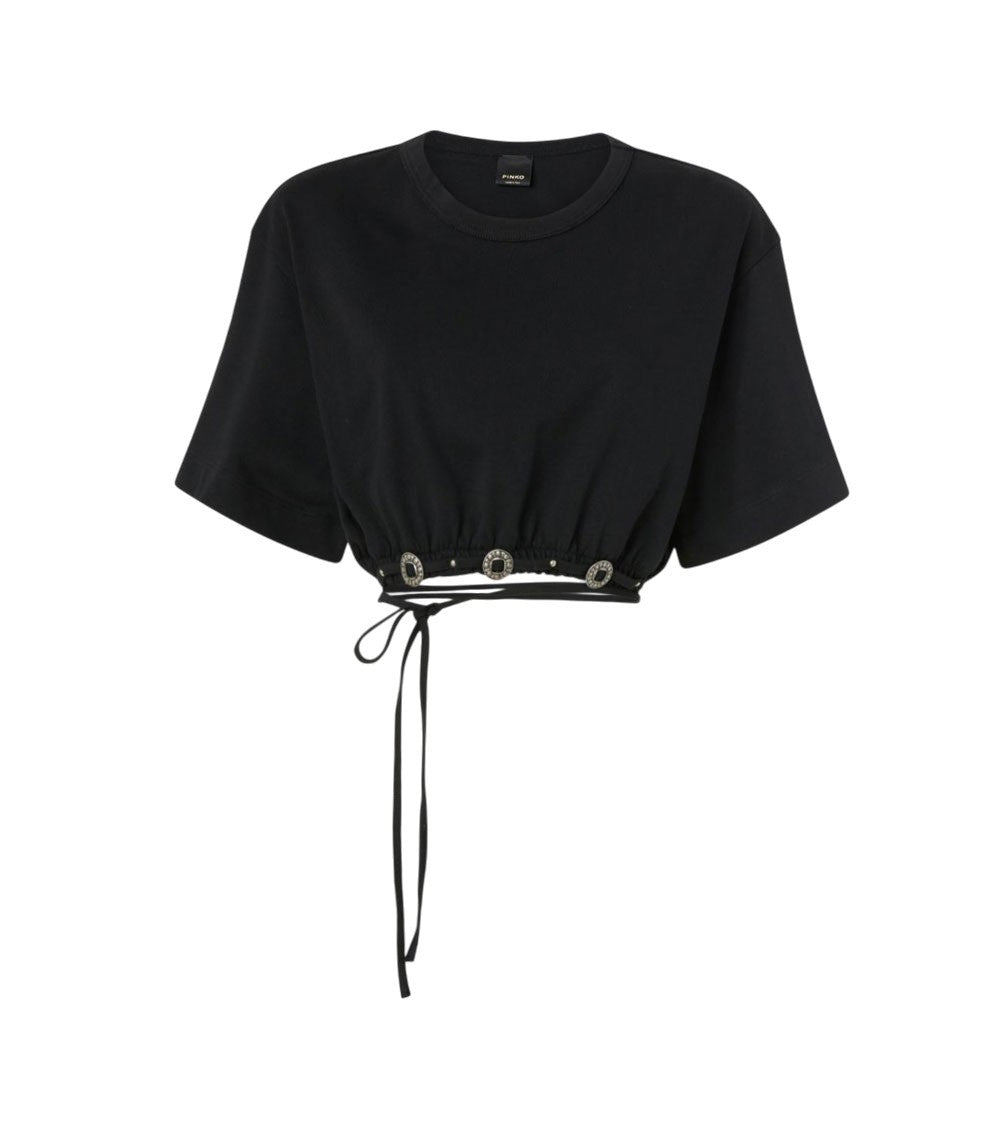 Black Solid Round Neck Top 1